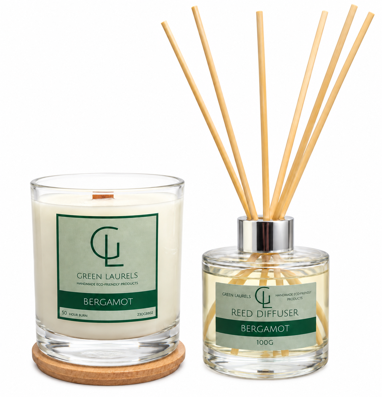 Green Laurels Reed Diffuser & Premium Soy Candle Gift Set